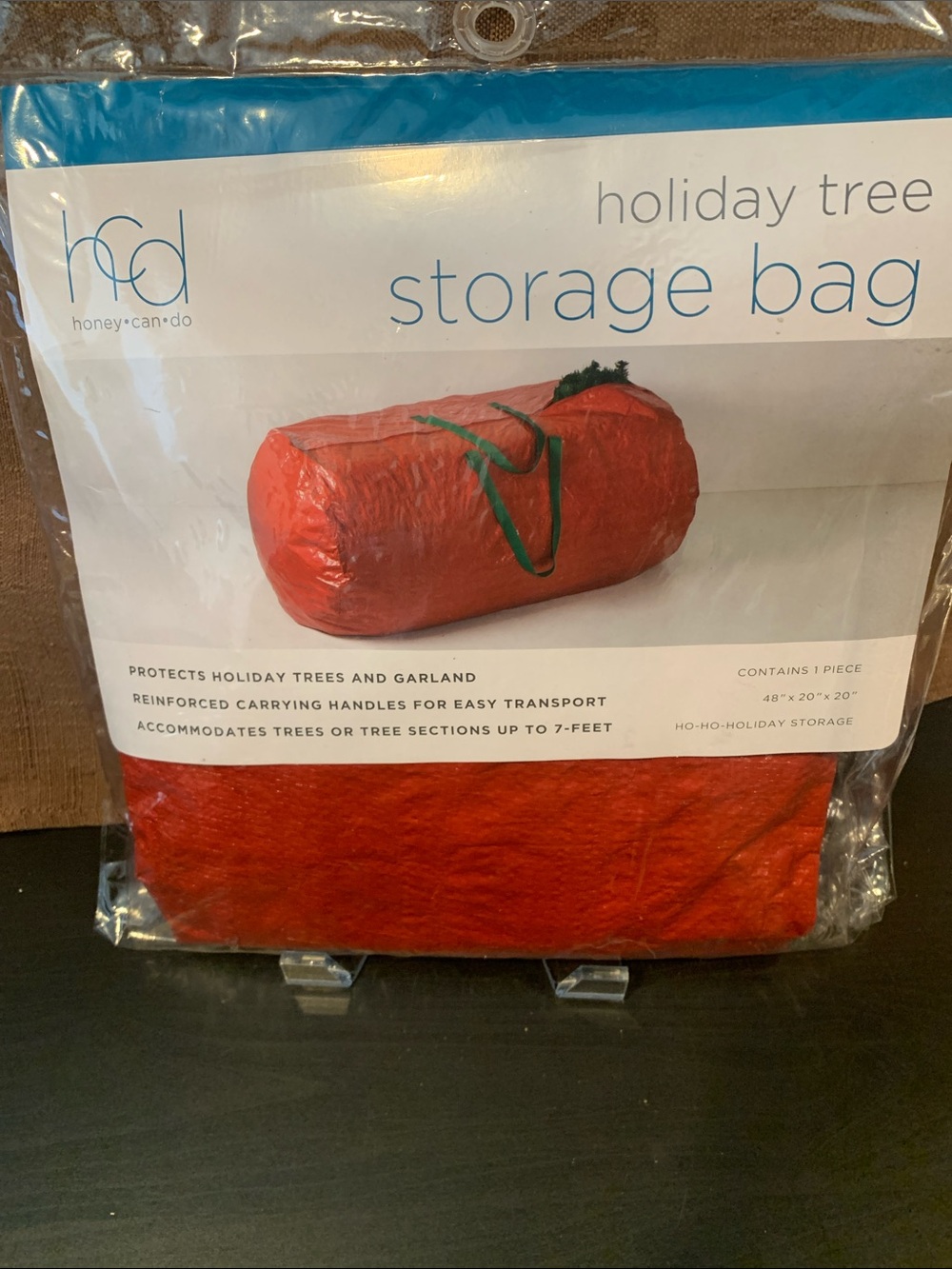 Honey-Can-Do Red Holiday Tree Storage Bag - Protective Garland & Tree Carrier